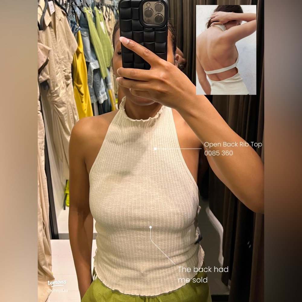Cream Open Back Ribbed Top - Picture 2 of 3
